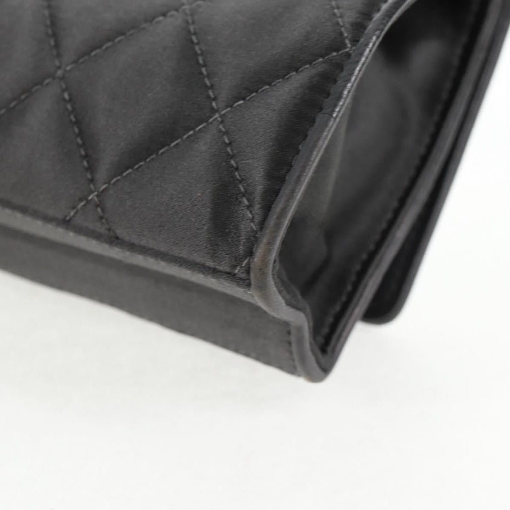 Chanel Vintage Camellia Flap Bag Satin Gray Satin Clutche & Pouche Bag (Pre-Owned)