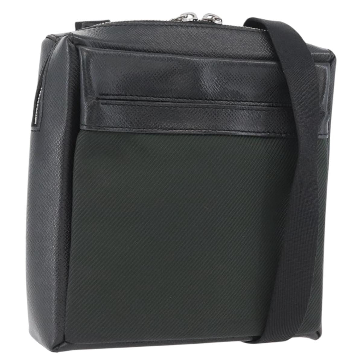 Louis Vuitton Sayan Messenger Bag Taiga Leather And Canvas Black Leather Shoulder Bag Bag (Pre-Owned)