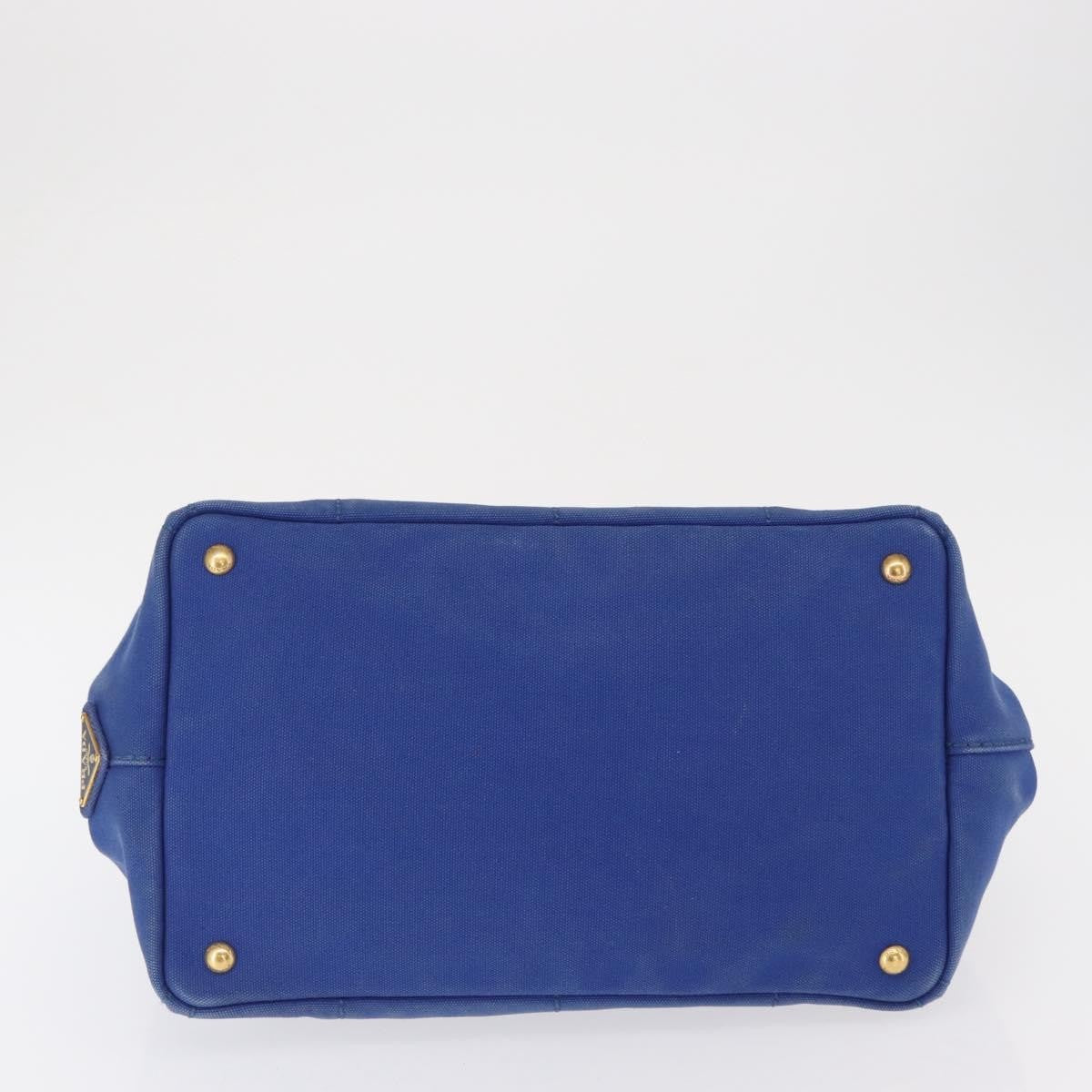 Prada Canapa Open Tote Canvas Blue Canvas Tote Bag Bag (Pre-Owned)