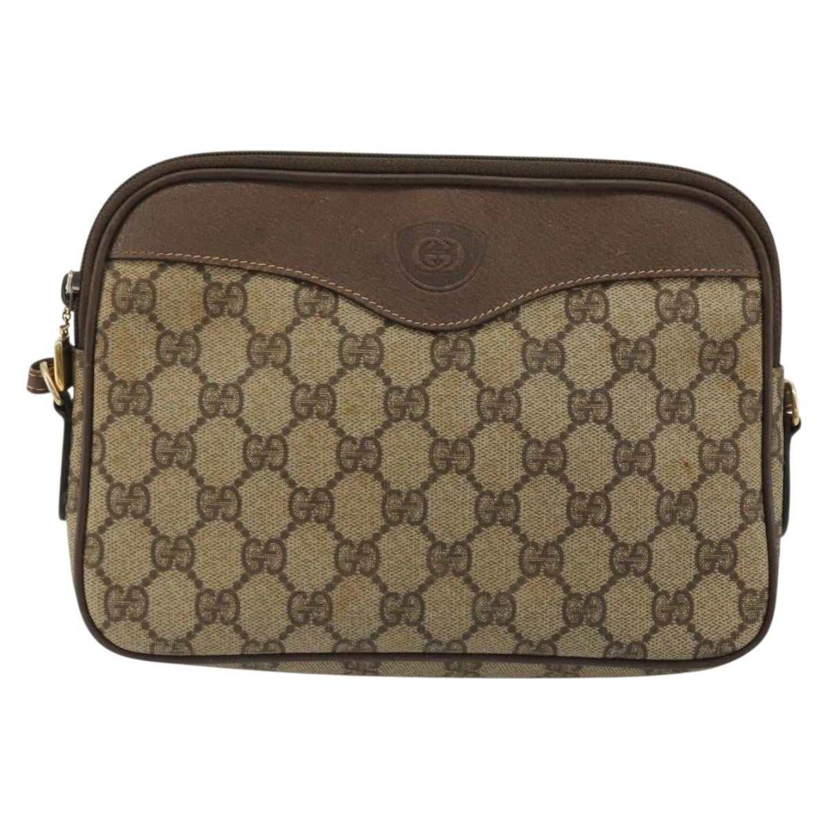 Gucci Gg Supreme Shoulder Bag Canvas Beige Canvas Handbag (Pre-Owned)