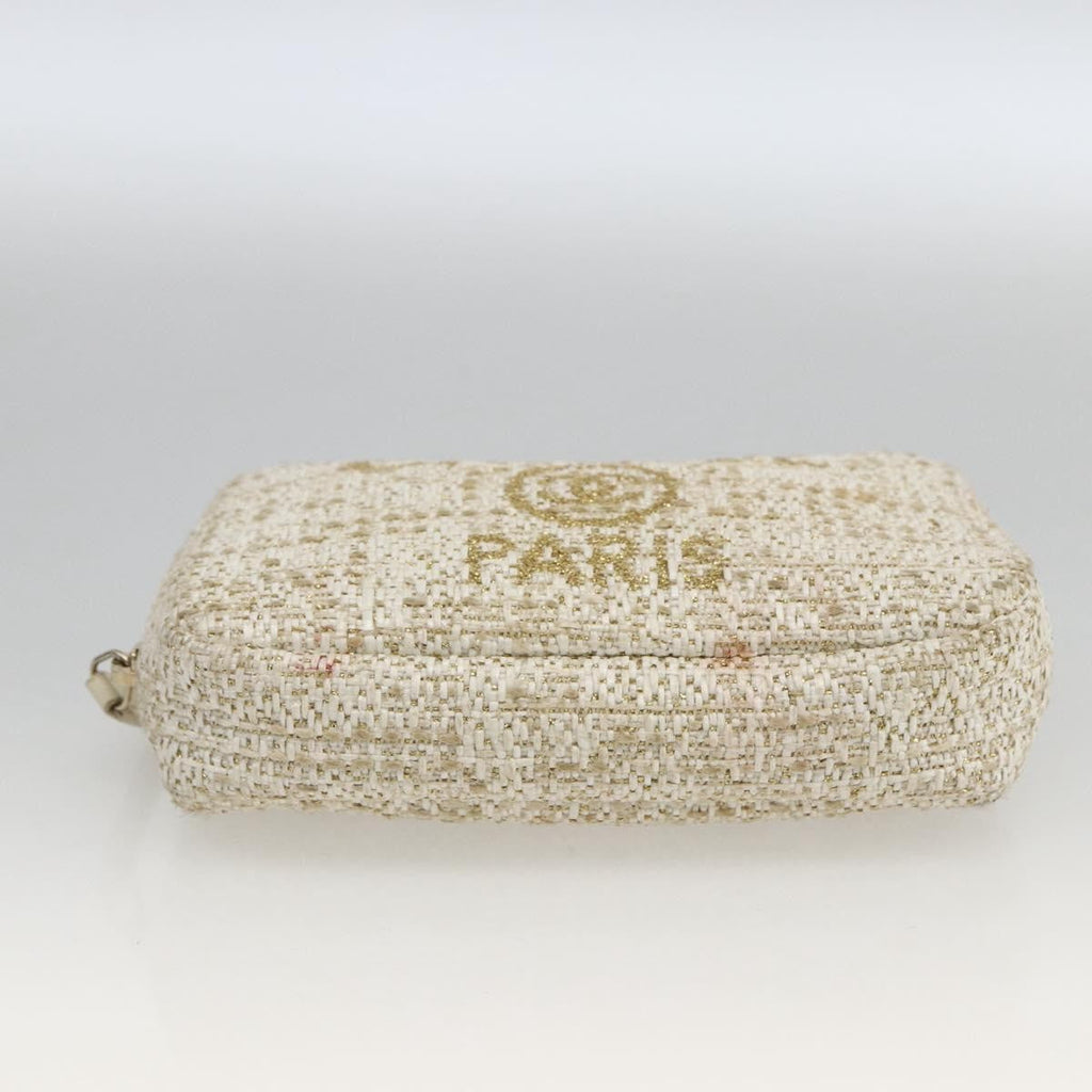 Chanel Deauville Curvy Cosmetic Pouch Tweed Gold Tweed Clutche & Pouche Bag (Pre-Owned)