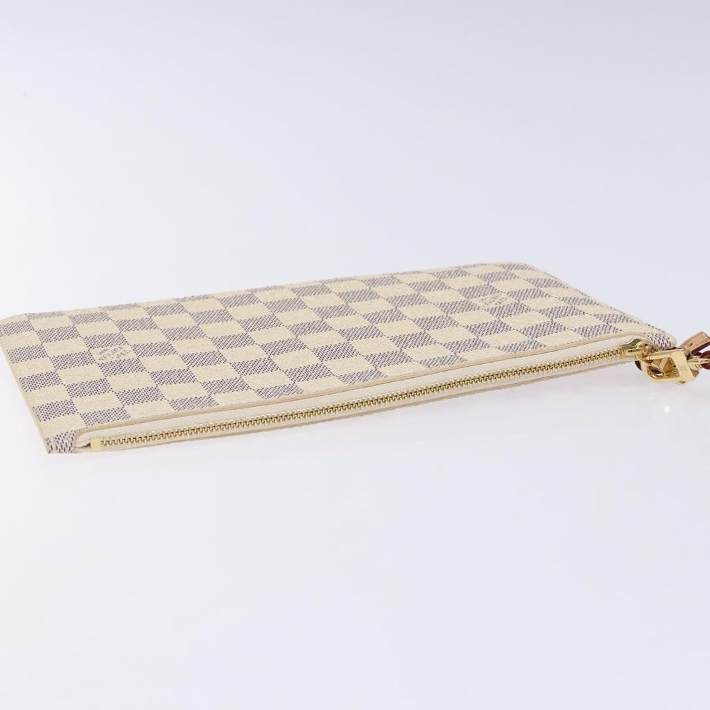 Louis Vuitton Neverfull Pochette Damier White Canvas Bag (Pre-Owned)