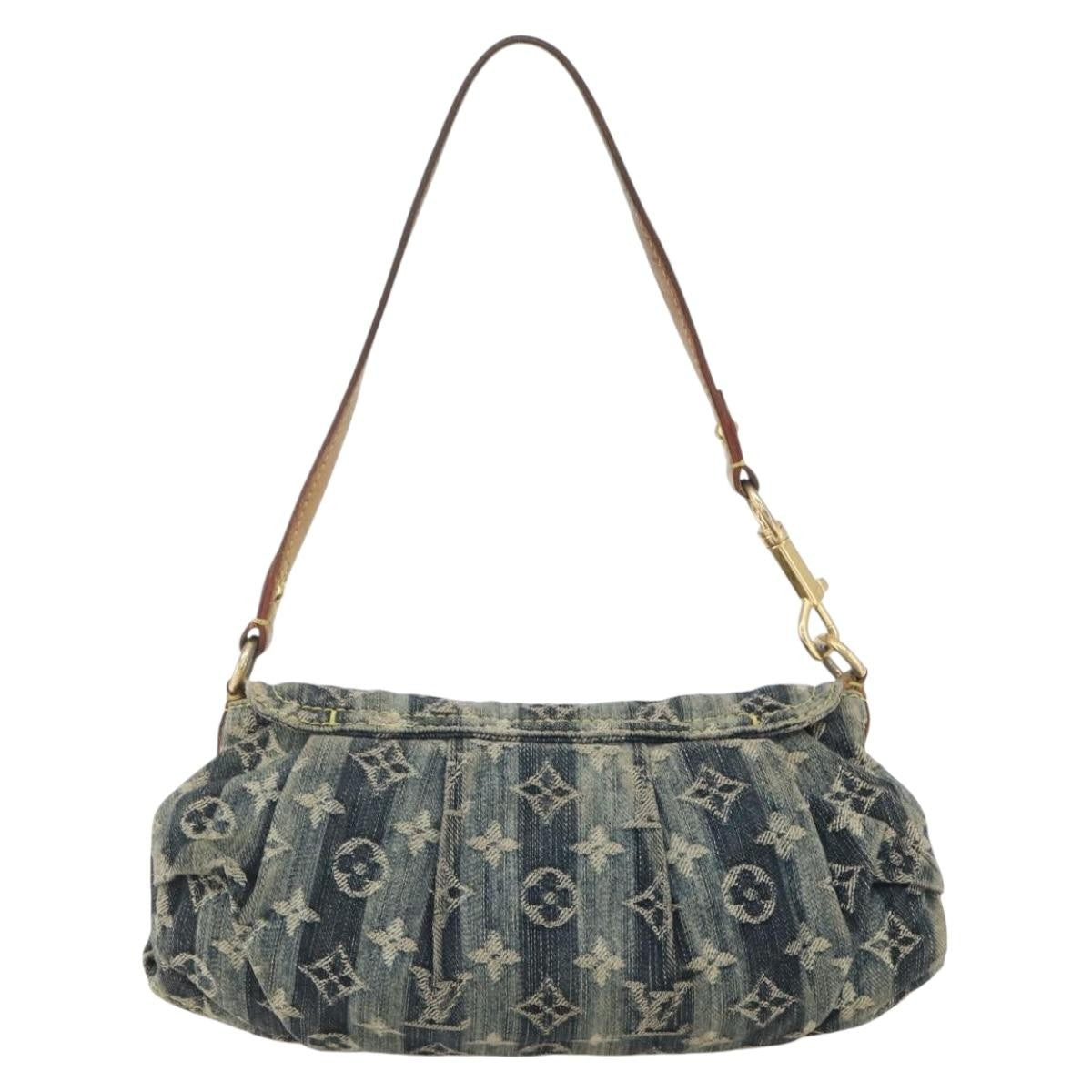 Louis Vuitton Pleaty Raye Handbag Striped Monogram Denim Blue Denim_Jeans Shoulder Bag Bag (Pre-Owned)