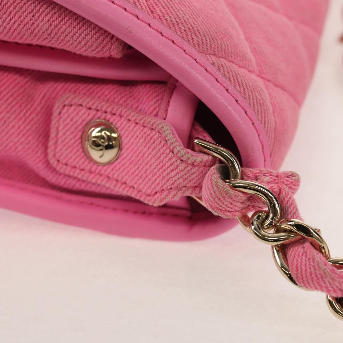 Chanel Flap Messenger Bag Quilted Denim Pink Canvas Shoulder Bag Bag (Pre-Owned)