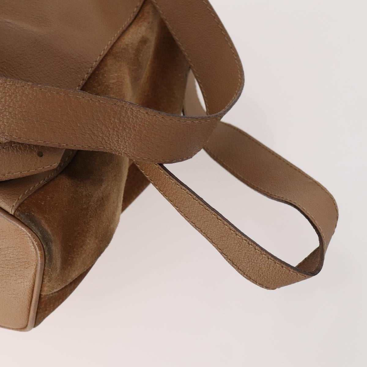 Gucci Vintage Bamboo Backpack Suede And Leather Brown Suede Backpack Bag (Pre-Owned)