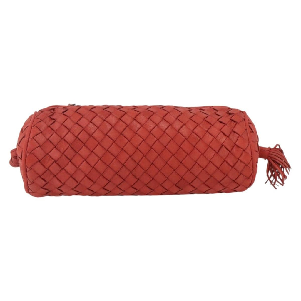 Bottega Veneta Intrecciato Clutch Bag Leather Red Leather Clutche & Pouche Bag (Pre-Owned)
