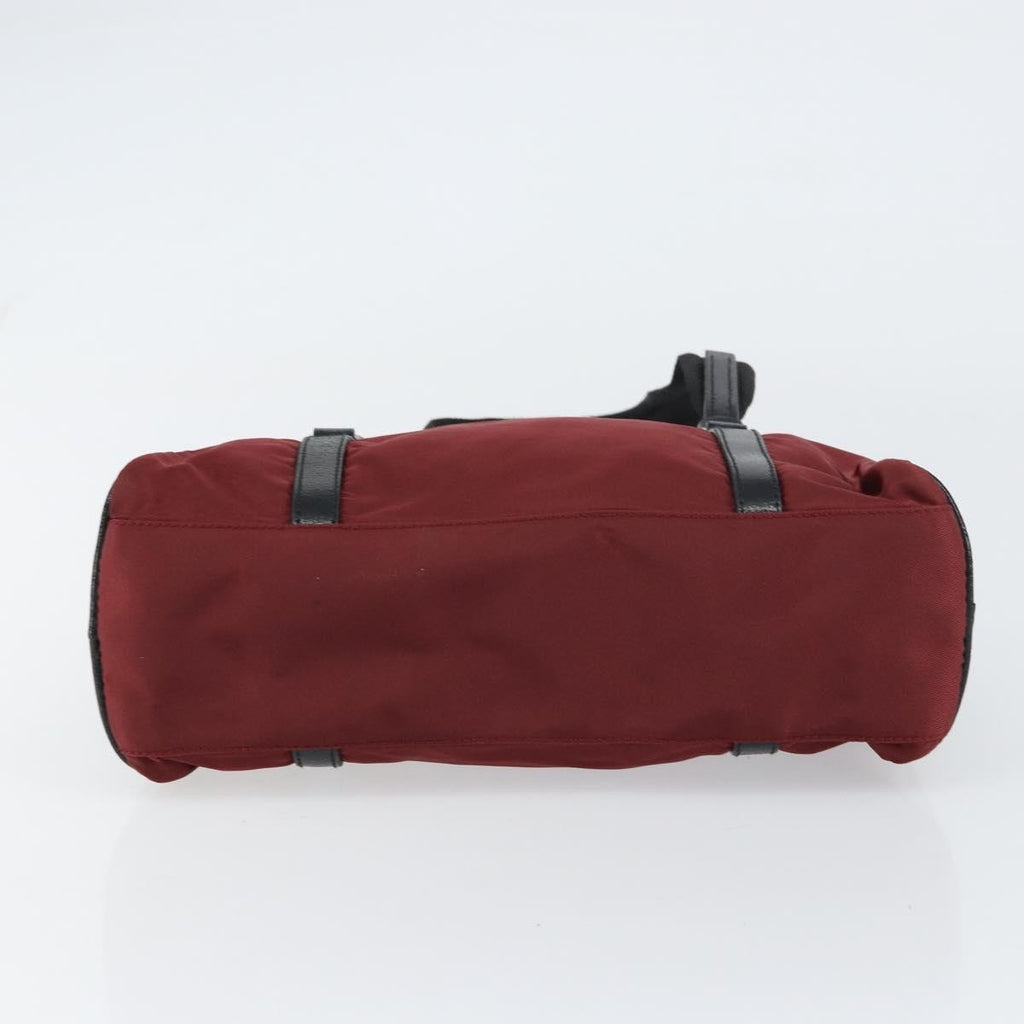 Prada Vintage Zip Handbag Tessuto Burgundy Nylon Handbag (Pre-Owned)