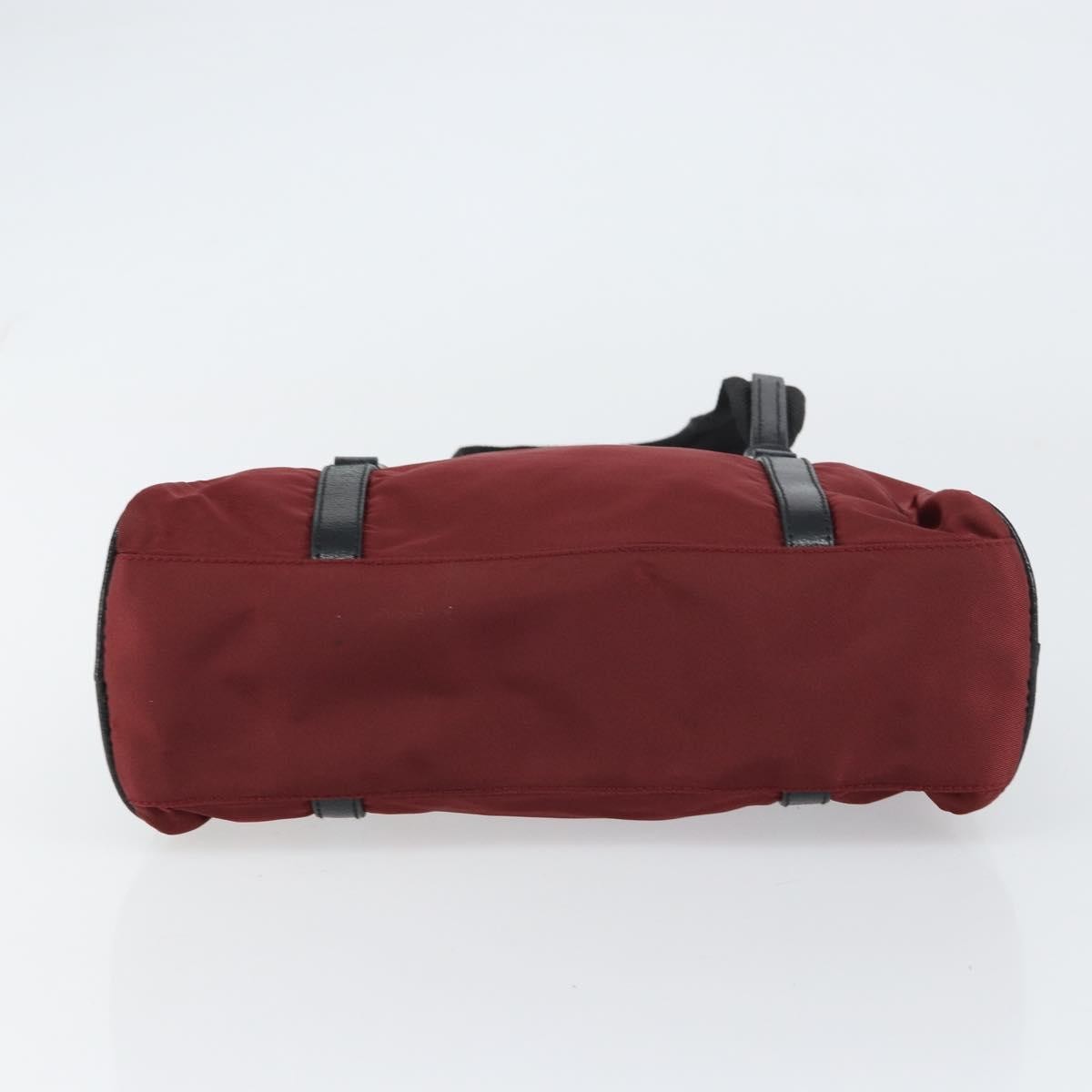 Prada Vintage Zip Handbag Tessuto Burgundy Nylon Handbag (Pre-Owned)