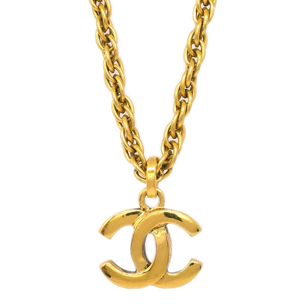 Chanel Cc Pendant Necklace Metal Gold Gold_Plated Necklace Jewelry (Pre-Owned)