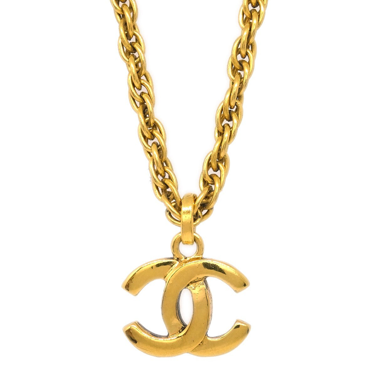 Chanel Cc Pendant Necklace Metal Gold Gold_Plated Necklace Jewelry (Pre-Owned)