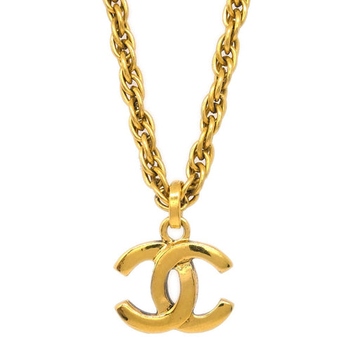 Chanel Cc Pendant Necklace Metal Gold Gold_Plated Necklace Jewelry (Pre-Owned)