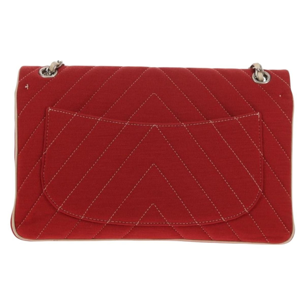 Chanel Leo Lion Flap Bag Chevron Jersey Red Cotton Shoulder Bag Bag (Pre-Owned)