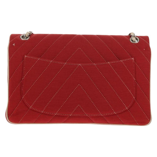 Chanel Leo Lion Flap Bag Chevron Jersey Red Cotton Shoulder Bag Bag (Pre-Owned)