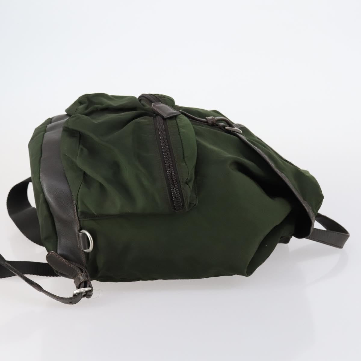 Prada Double Front Pocket Backpack Tessuto Khaki Nylon Backpack Bag (Pre-Owned)