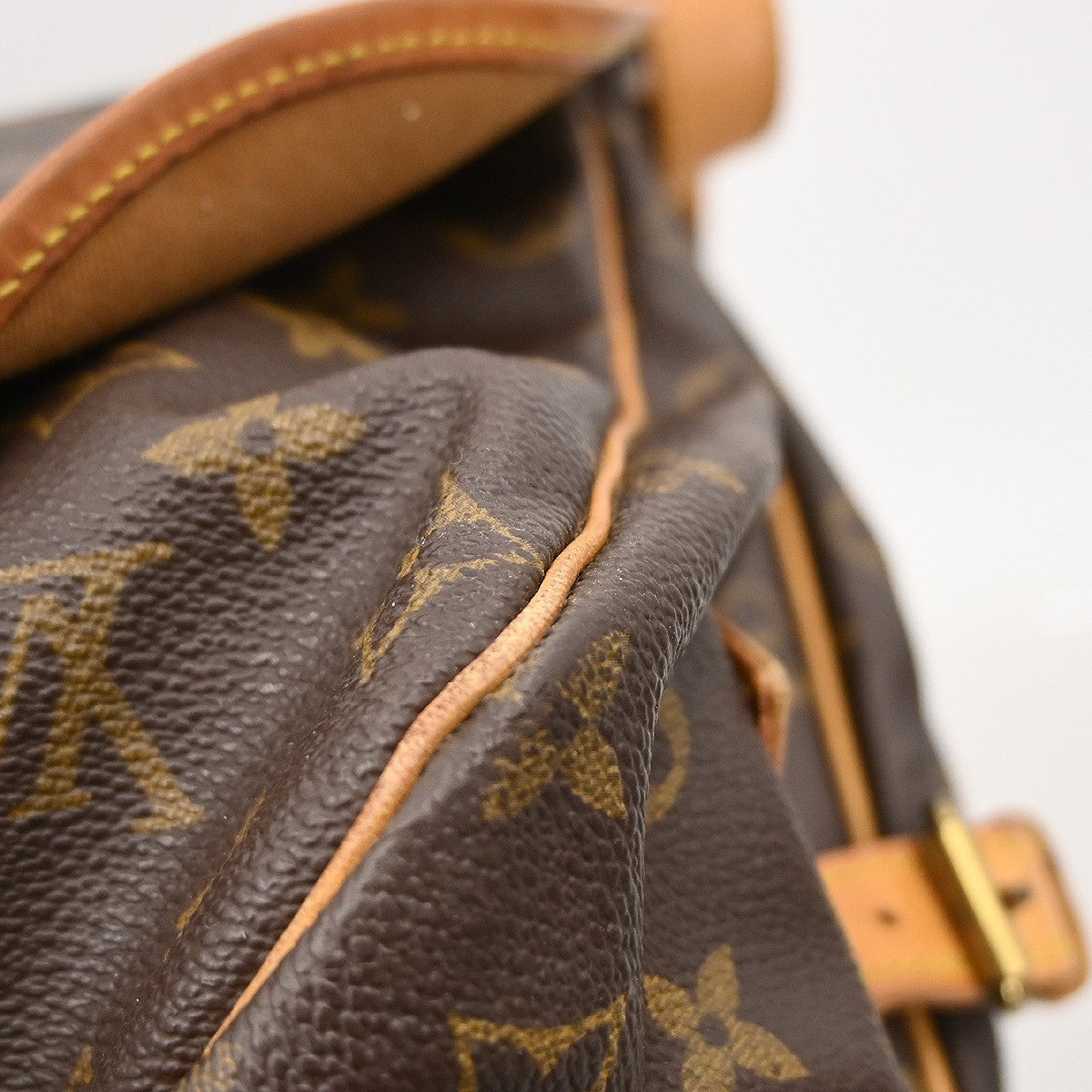 Louis Vuitton Saumur Handbag Monogram Canvas Brown Canvas Shoulder Bag Bag (Pre-Owned)