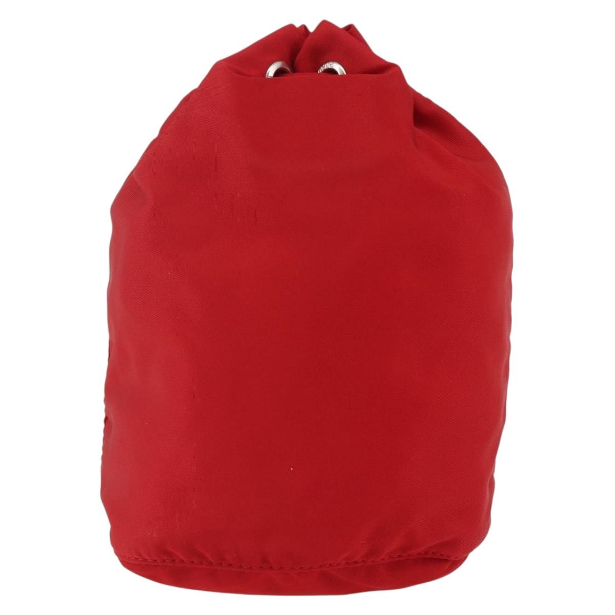 Prada Drawstring Wristlet Bucket Bag Tessuto Red Nylon Clutche & Pouche Bag (Pre-Owned)