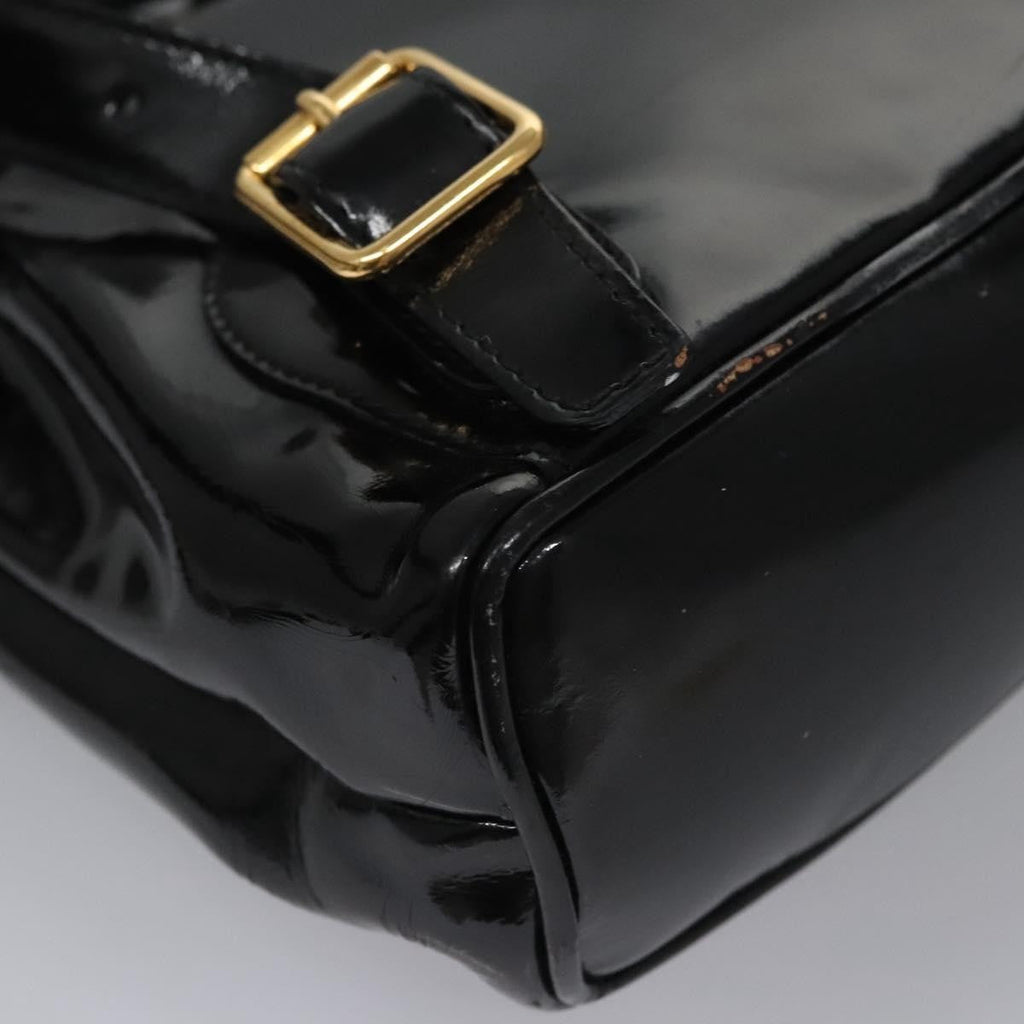 Gucci Vintage Bamboo Backpack Patent Black Patent_Leather Backpack Bag (Pre-Owned)
