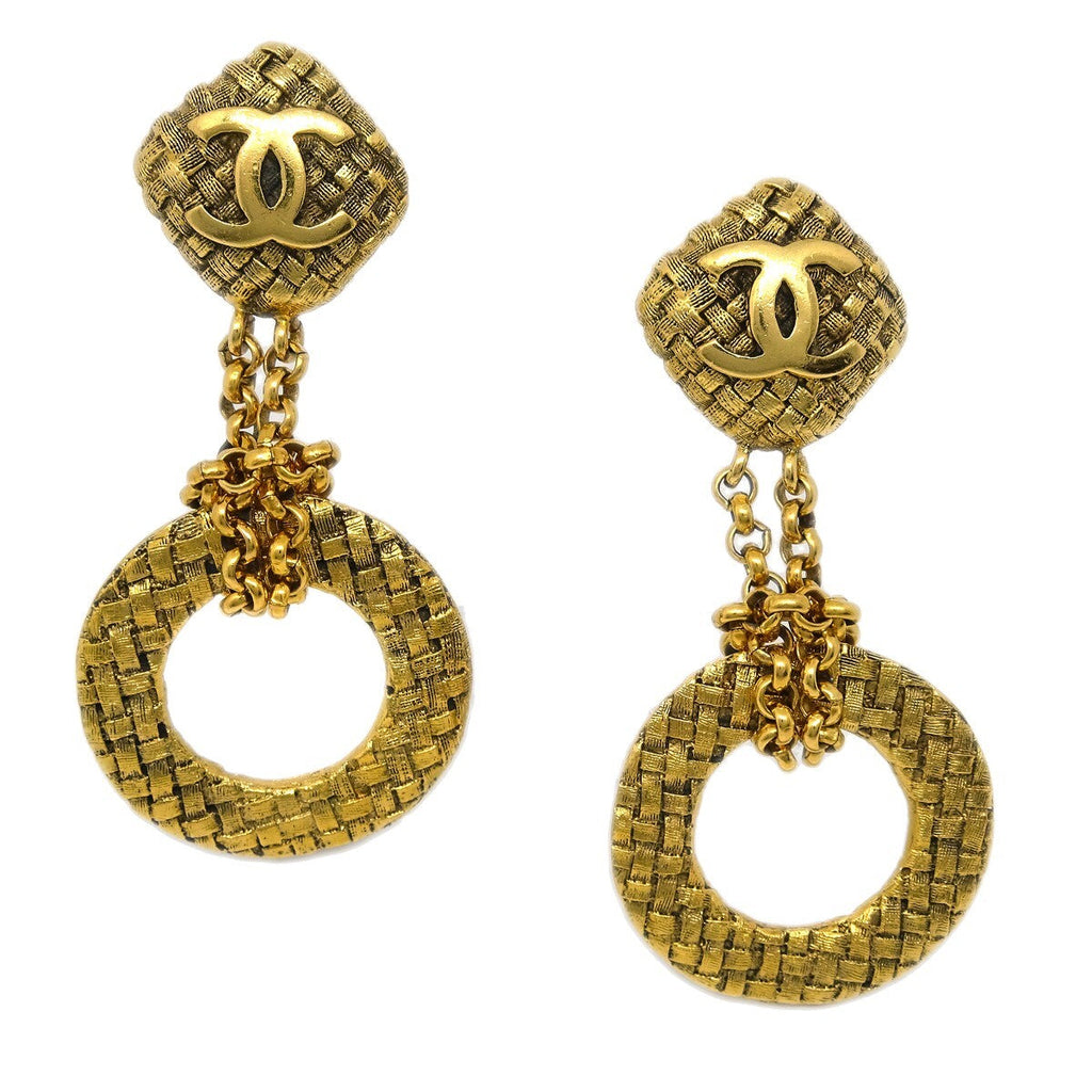 Chanel Cc Dangle Earrings Metal Gold Gold_Plated Earrings Jewelry (Pre-Owned)
