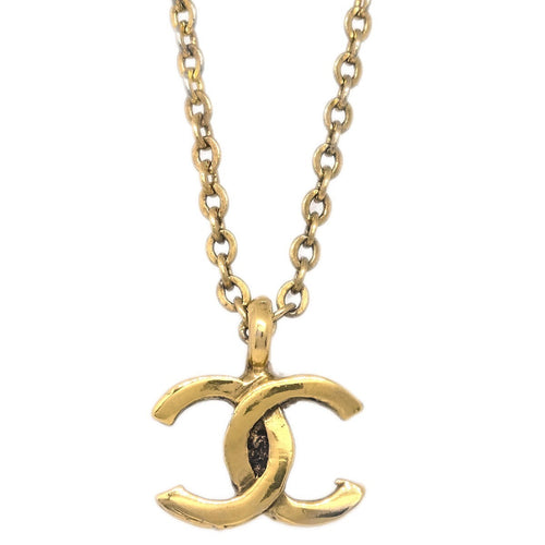Chanel Cc Pendant Necklace Metal Gold Gold_Plated Necklace Jewelry (Pre-Owned)