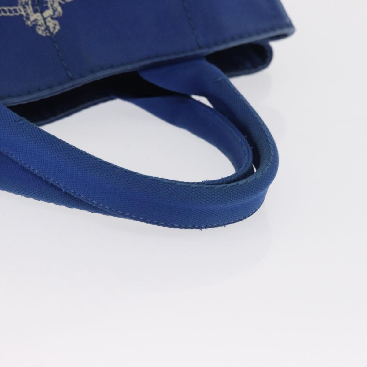 Prada Canapa Open Tote Canvas Blue Canvas Tote Bag Bag (Pre-Owned)