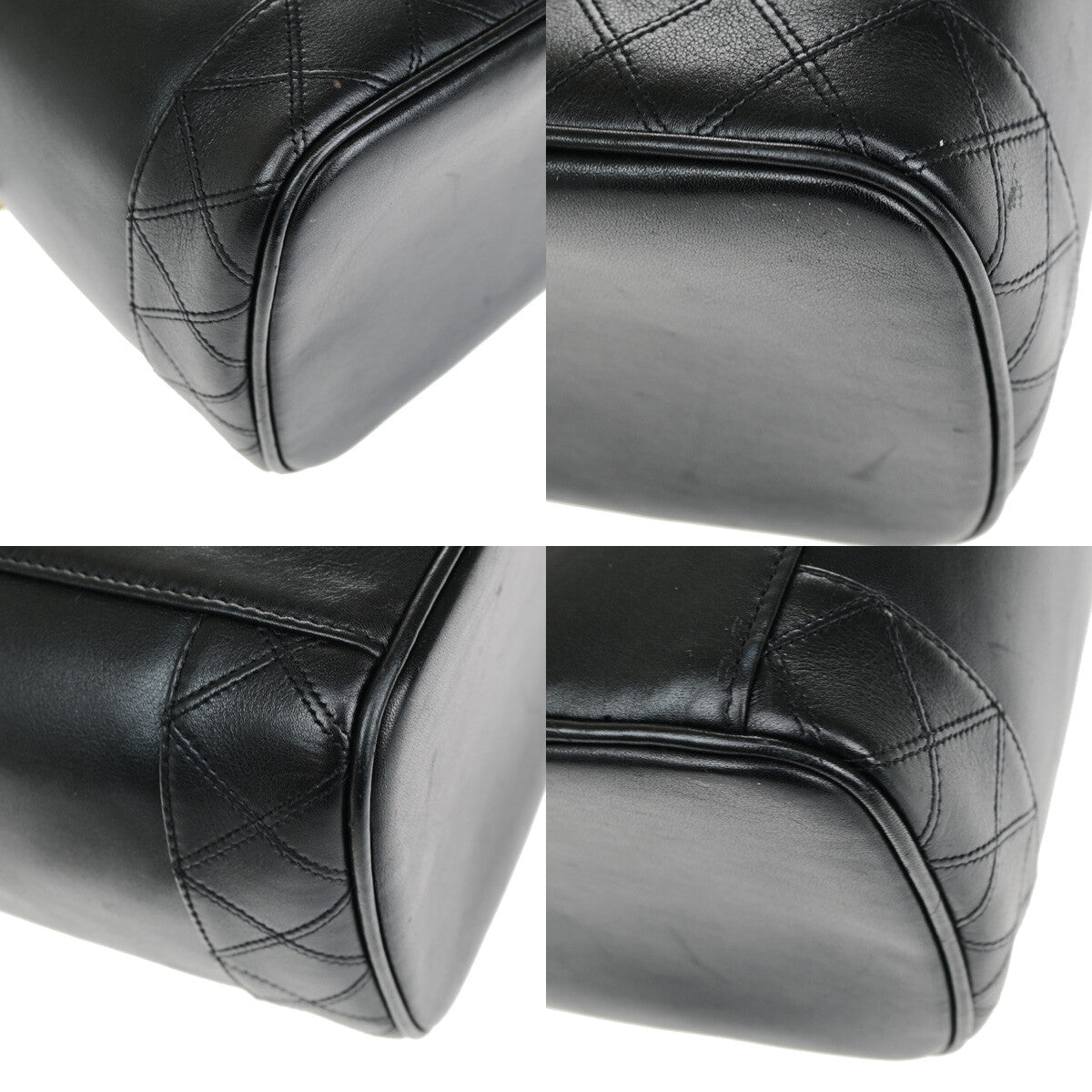 Chanel Vanity Pouch Leather Black Leather Bag (Pre-Owned)