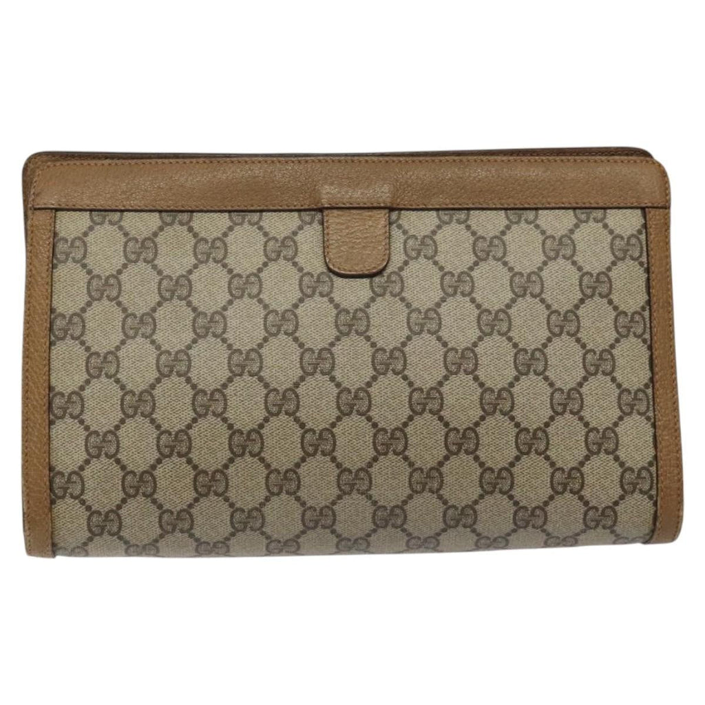 Gucci Sherry Line Pouch Canvas Beige Canvas Clutche & Pouche Bag (Pre-Owned)