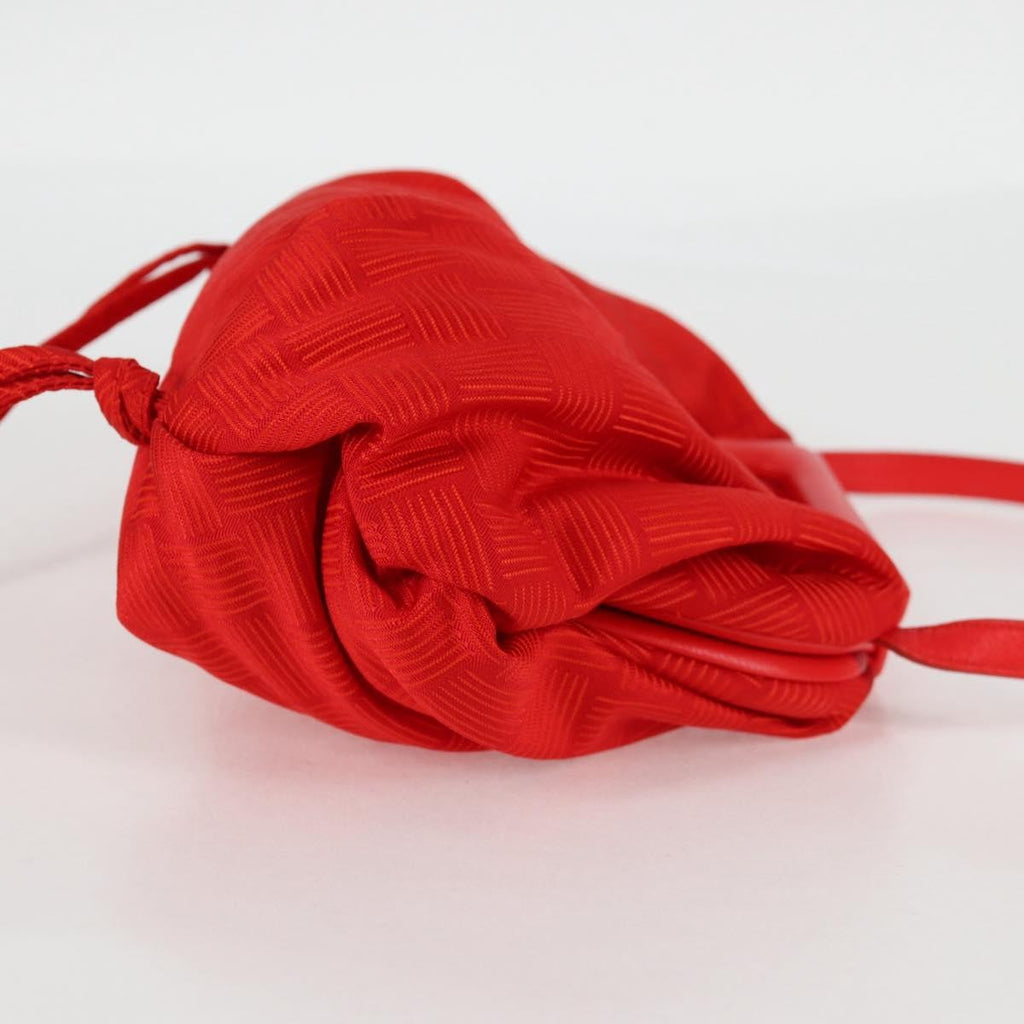 Bottega Veneta Point Shoulder Bag Chunky Knit Fabric Red Nylon Shoulder Bag Bag (Pre-Owned)