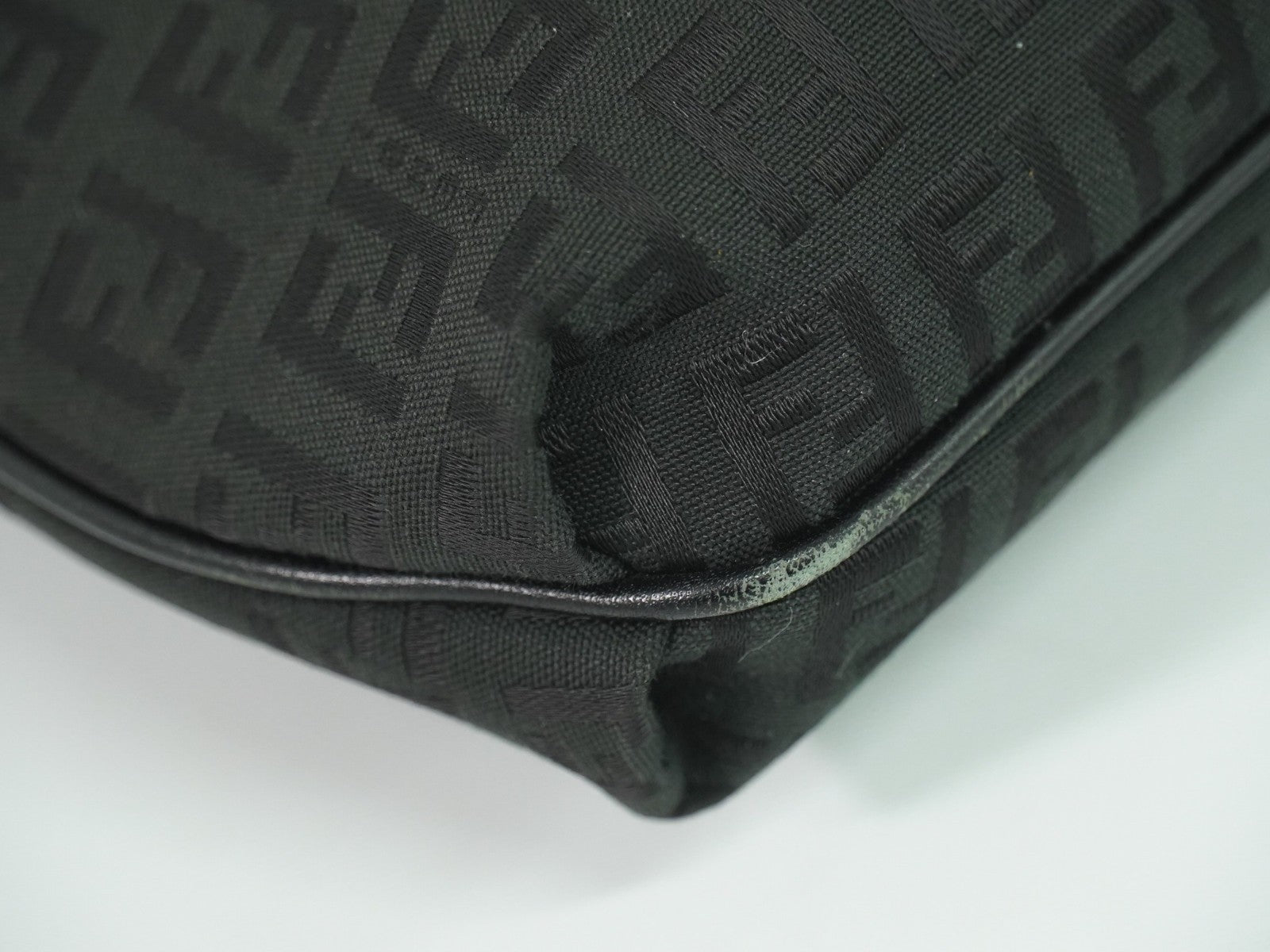 Fendi Vintage Flap Crossbody Bag Zucchino Canvas Black Canvas Shoulder Bag Bag (Pre-Owned)