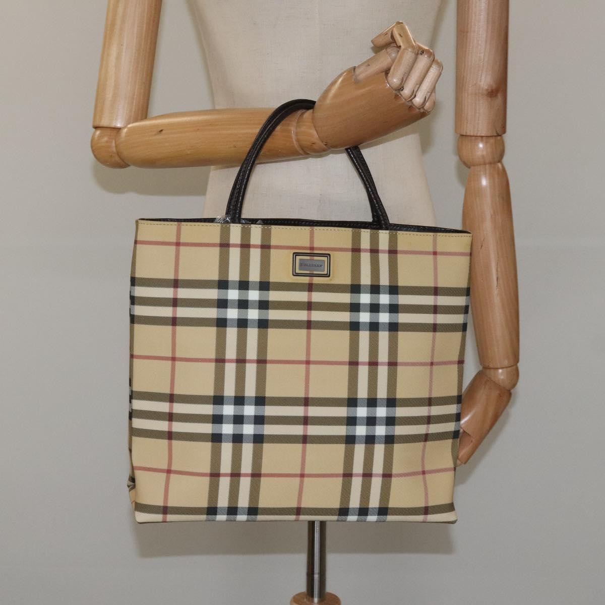 Burberry Nova Check Handbag Nova Check Canvas Beige Canvas Handbag (Pre-Owned)