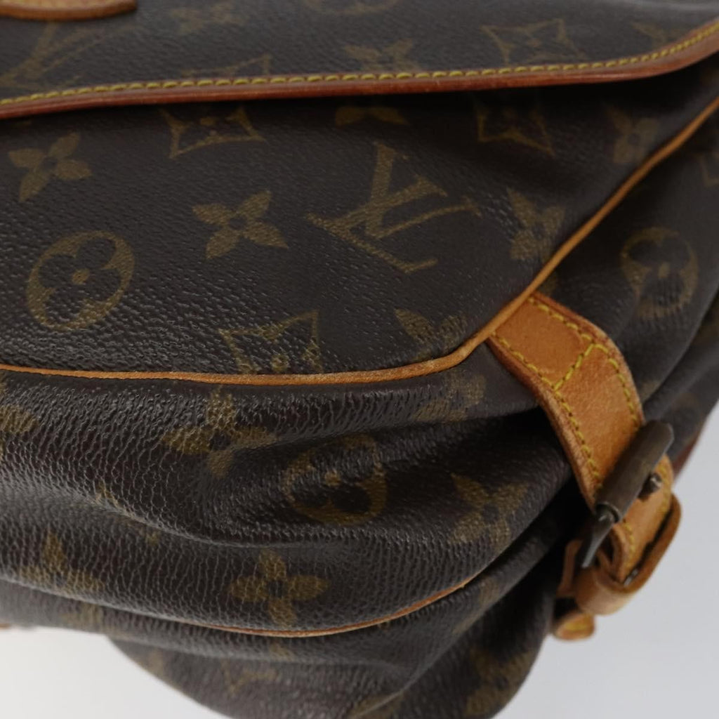 Louis Vuitton Saumur Handbag Monogram Canvas Brown Canvas Shoulder Bag Bag (Pre-Owned)