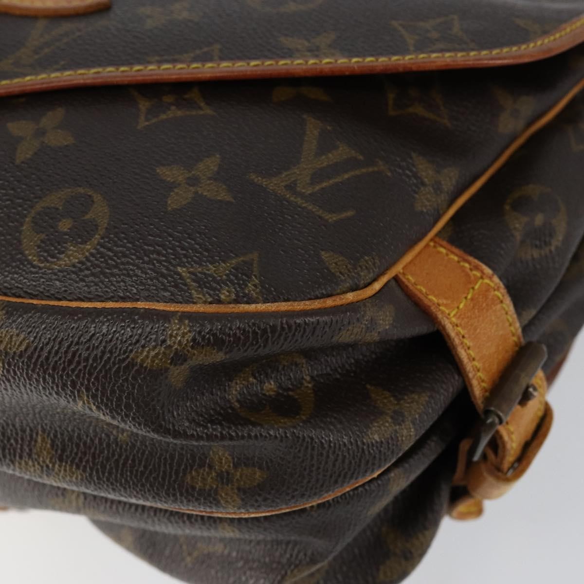 Louis Vuitton Saumur Handbag Monogram Canvas Brown Canvas Shoulder Bag Bag (Pre-Owned)