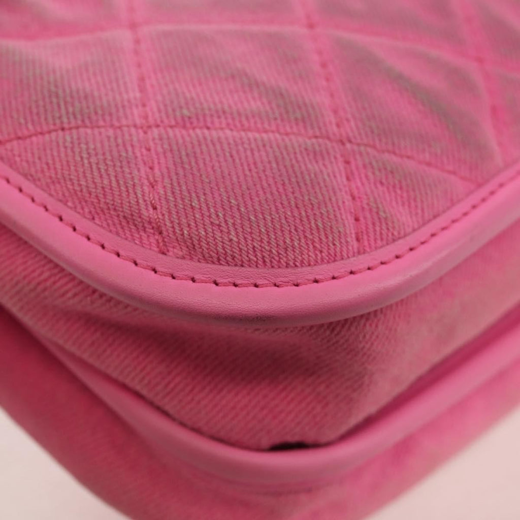 Chanel Flap Messenger Bag Quilted Denim Pink Canvas Shoulder Bag Bag (Pre-Owned)
