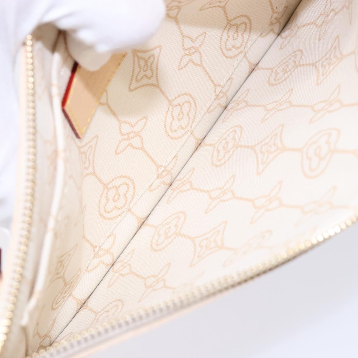 Louis Vuitton Neverfull Pochette Damier White Canvas Bag (Pre-Owned)