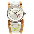 Louis Vuitton Tambour Quartz Watch Stainless Steel And Monogram Multicolor Watch (Pre-Owned)