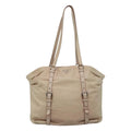 Prada Buckle Strap Shoulder Bag Leather Beige Leather Shoulder Bag Bag (Pre-Owned)