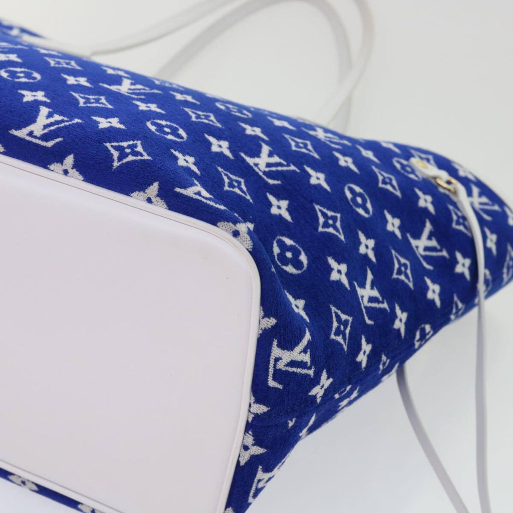 Louis Vuitton Neverfull Nm Tote Lv Match Monogram Jacquard Velvet Blue Velvet Tote Bag Bag (Pre-Owned)