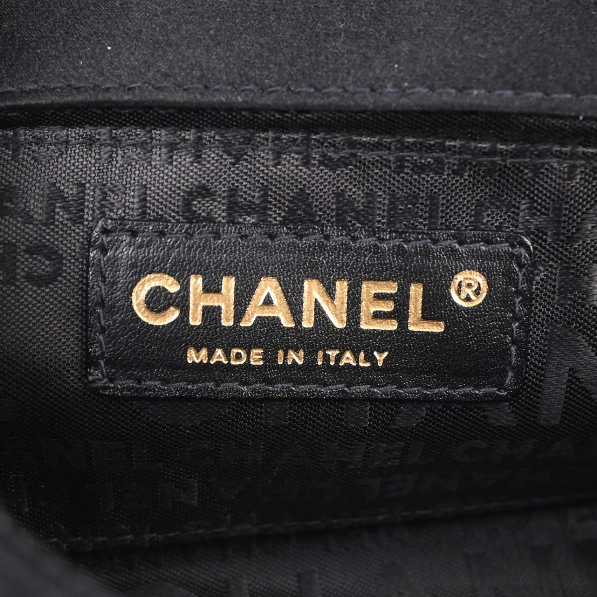 Chanel Chocolate Bar Flap Bag Quilted Satin Black Satin Shoulder Bag Bag (Pre-Owned)