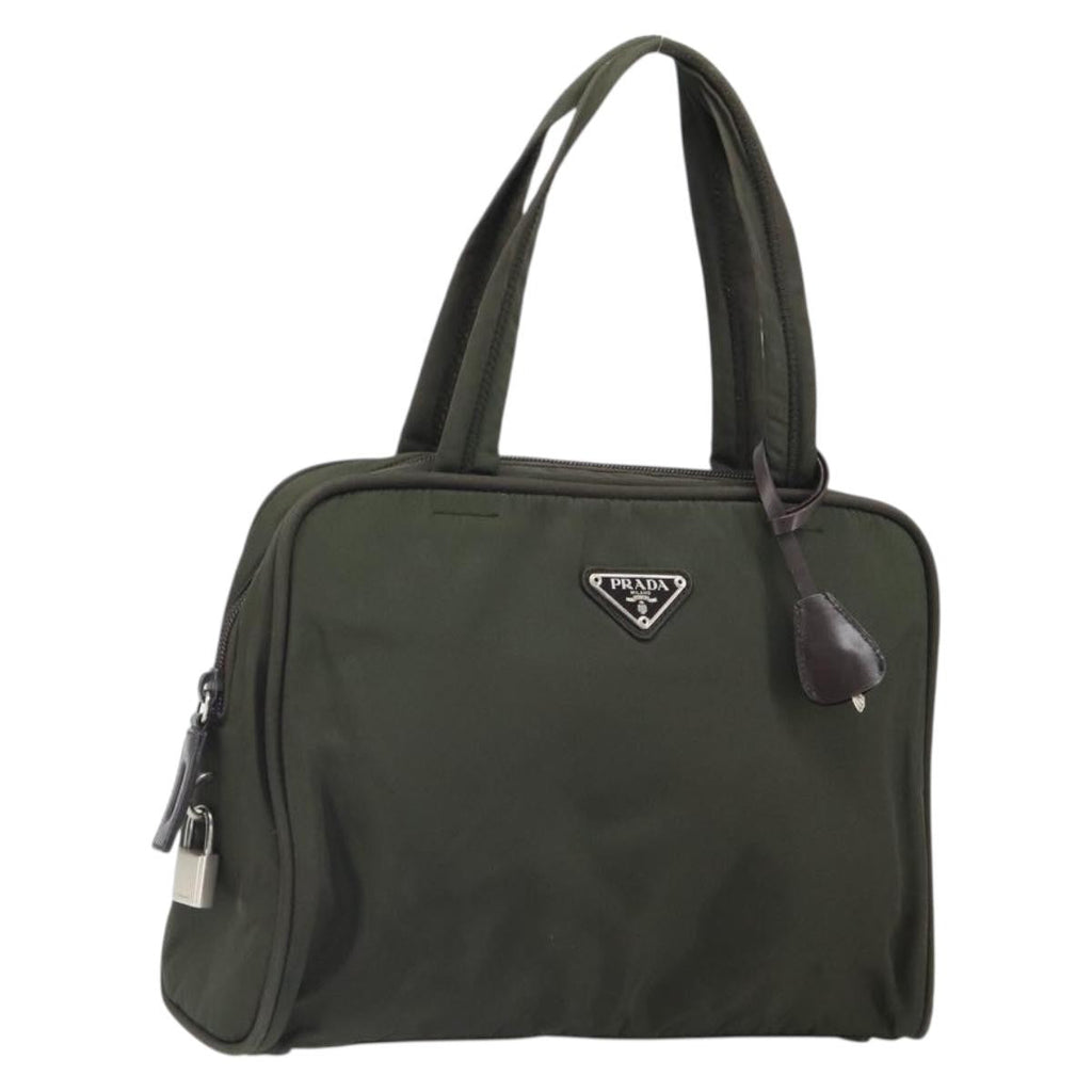 Prada Zip Around Tote Tessuto Khaki Nylon Handbag (Pre-Owned)