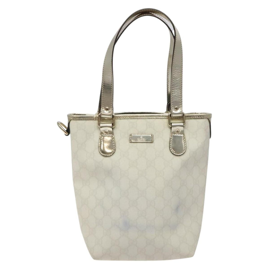 Gucci Vintage Tote Gg Canvas White Canvas Tote Bag Bag (Pre-Owned)