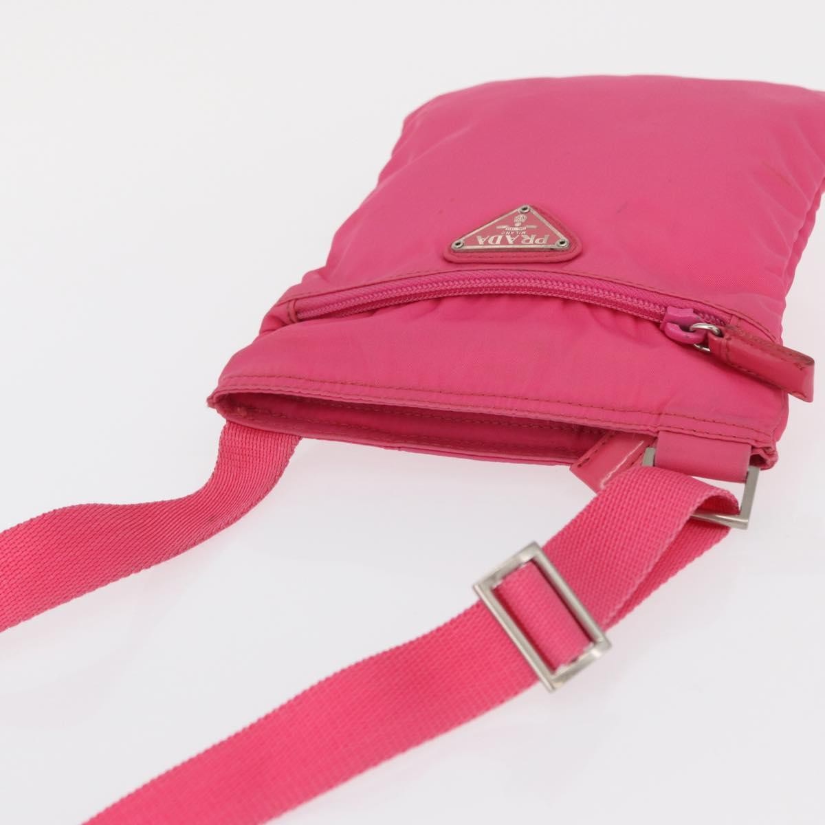 Prada Front Pocket Messenger Bag Re-Nylon With Saffiano Leather Pink Nylon Shoulder Bag Bag (Pre-Owned)