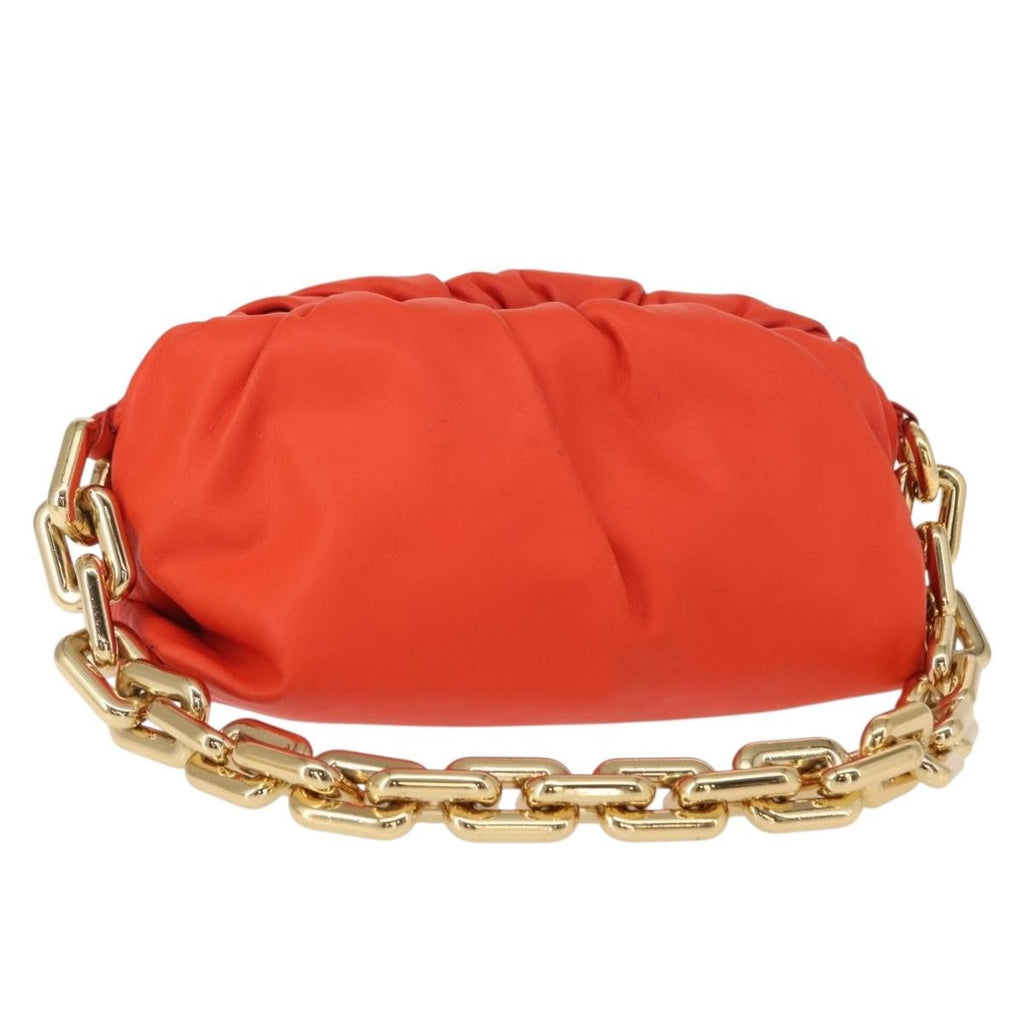 Bottega Veneta The Chain Pouch Leather Orange Leather Clutche & Pouche Bag (Pre-Owned)