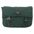 Prada Double Buckle Flap Messenger Bag Tessuto Green Nylon Shoulder Bag Bag (Pre-Owned)
