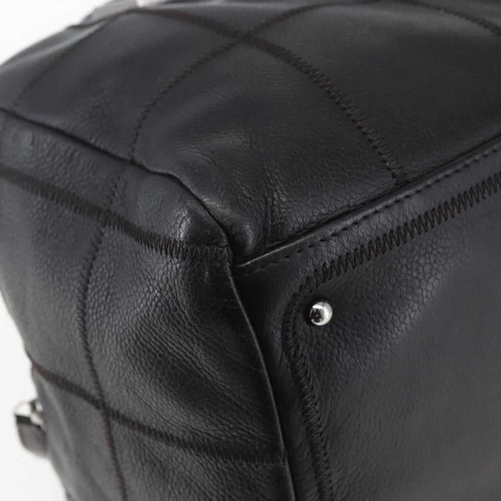 Chanel Chocolate Bar Cc Bowler Bag Caviar Skin Black Leather Handbag (Pre-Owned)