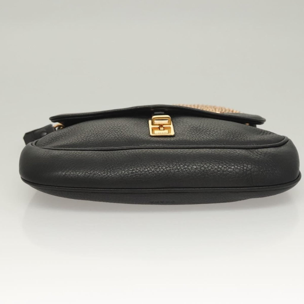 Prada Vintage Chain Flap Shoulder Bag Leather Black Leather Shoulder Bag Bag (Pre-Owned)
