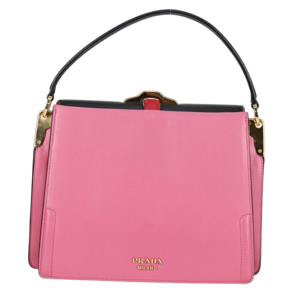 Prada Belle Top Handle Bag City Calf Pink Leather Bag (Pre-Owned)