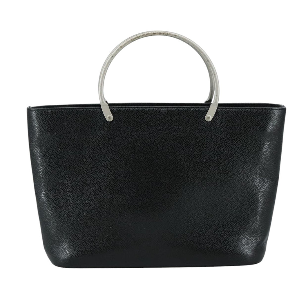 Chanel Vintage Tote Leather Black Leather Tote Bag Bag (Pre-Owned)
