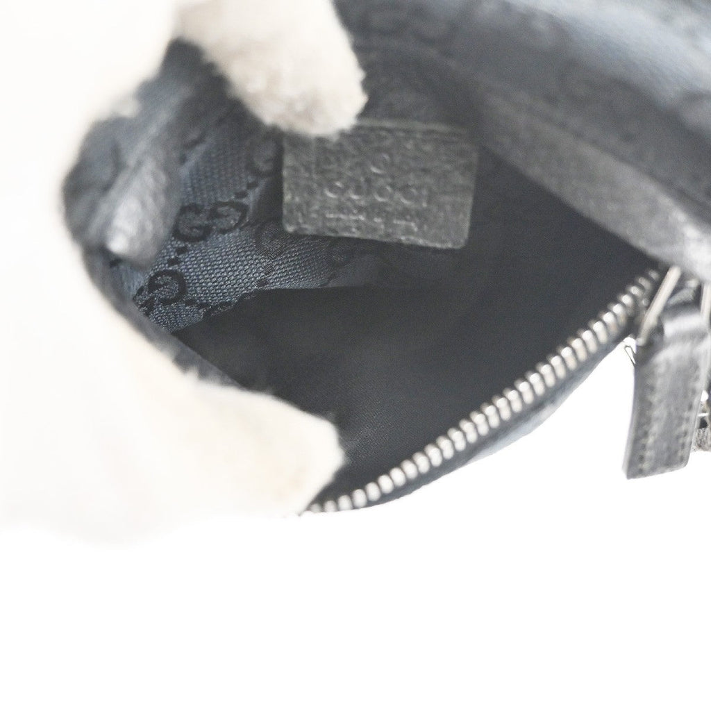 Gucci Vintage Double Belt Bag Gg Canvas With Leather Black Canvas Clutche & Pouche Bag (Pre-Owned)