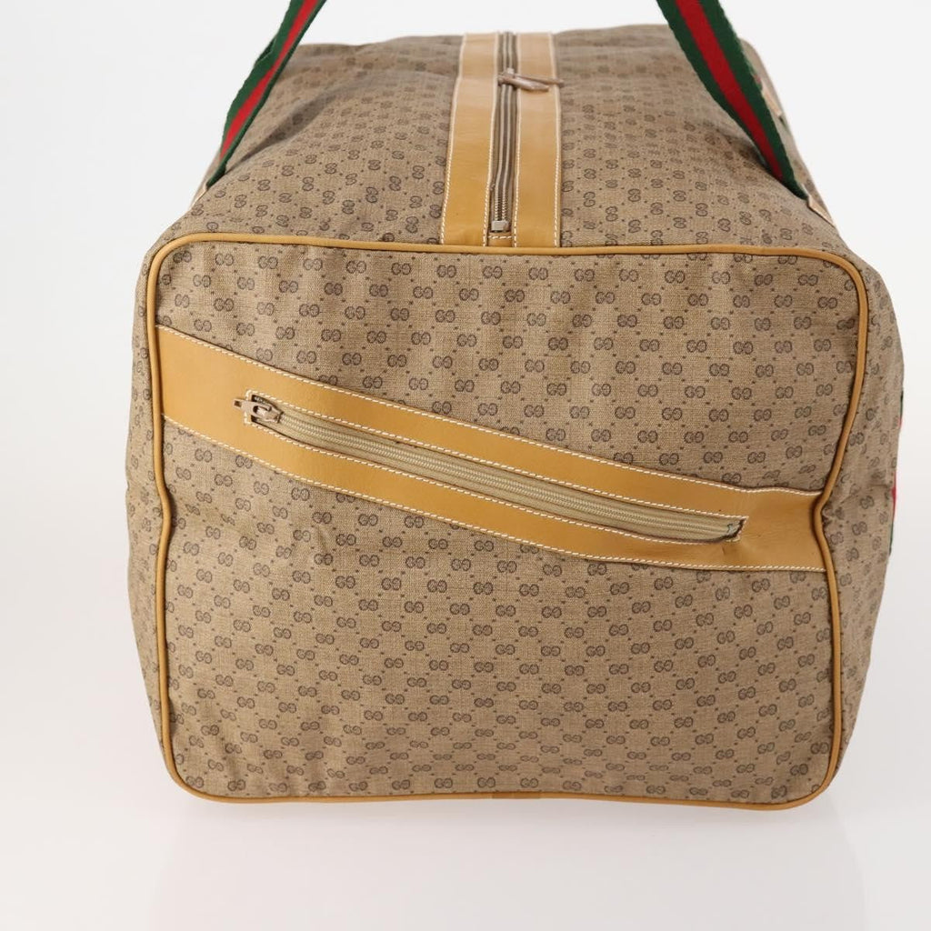 Gucci Web Trim Weekend Duffle Bag Gg Coated Canvas Beige Canvas Travel Bag Bag (Pre-Owned)