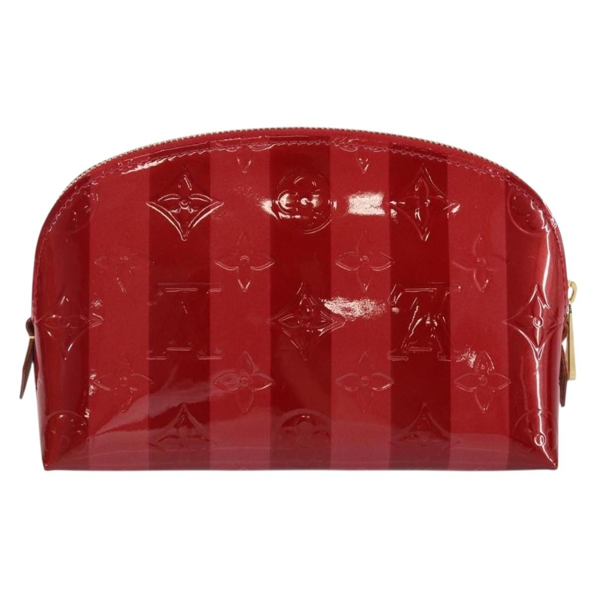Louis Vuitton Cosmetic Pouch Limited Edition Monogram Vernis Rayures Red Patent_Leather Bag (Pre-Owned)