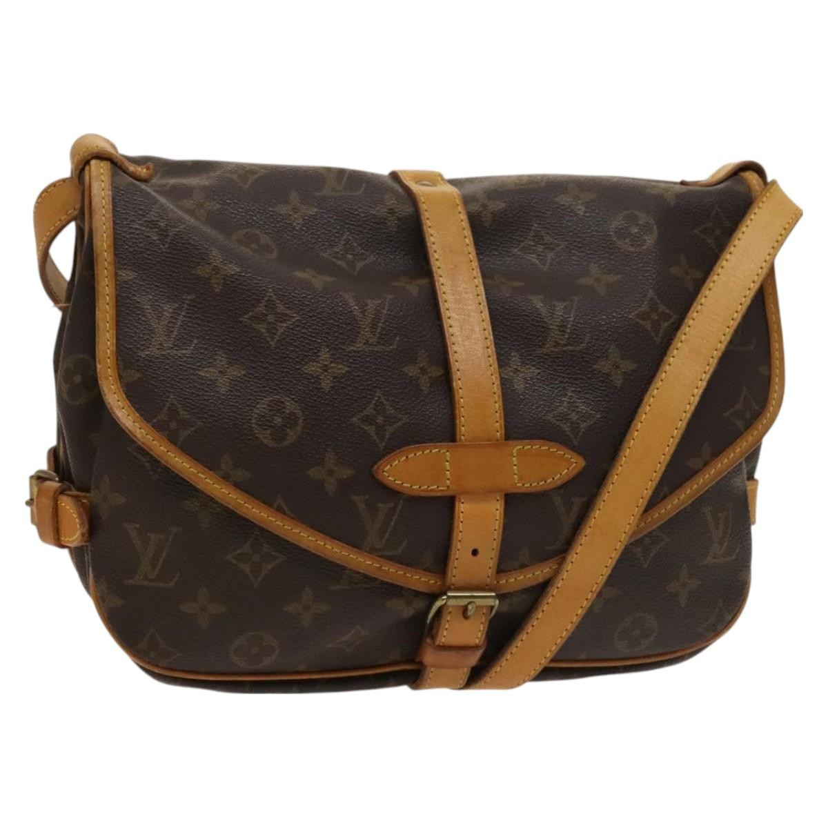 Louis Vuitton Saumur Handbag Monogram Canvas Brown Canvas Shoulder Bag Bag (Pre-Owned)